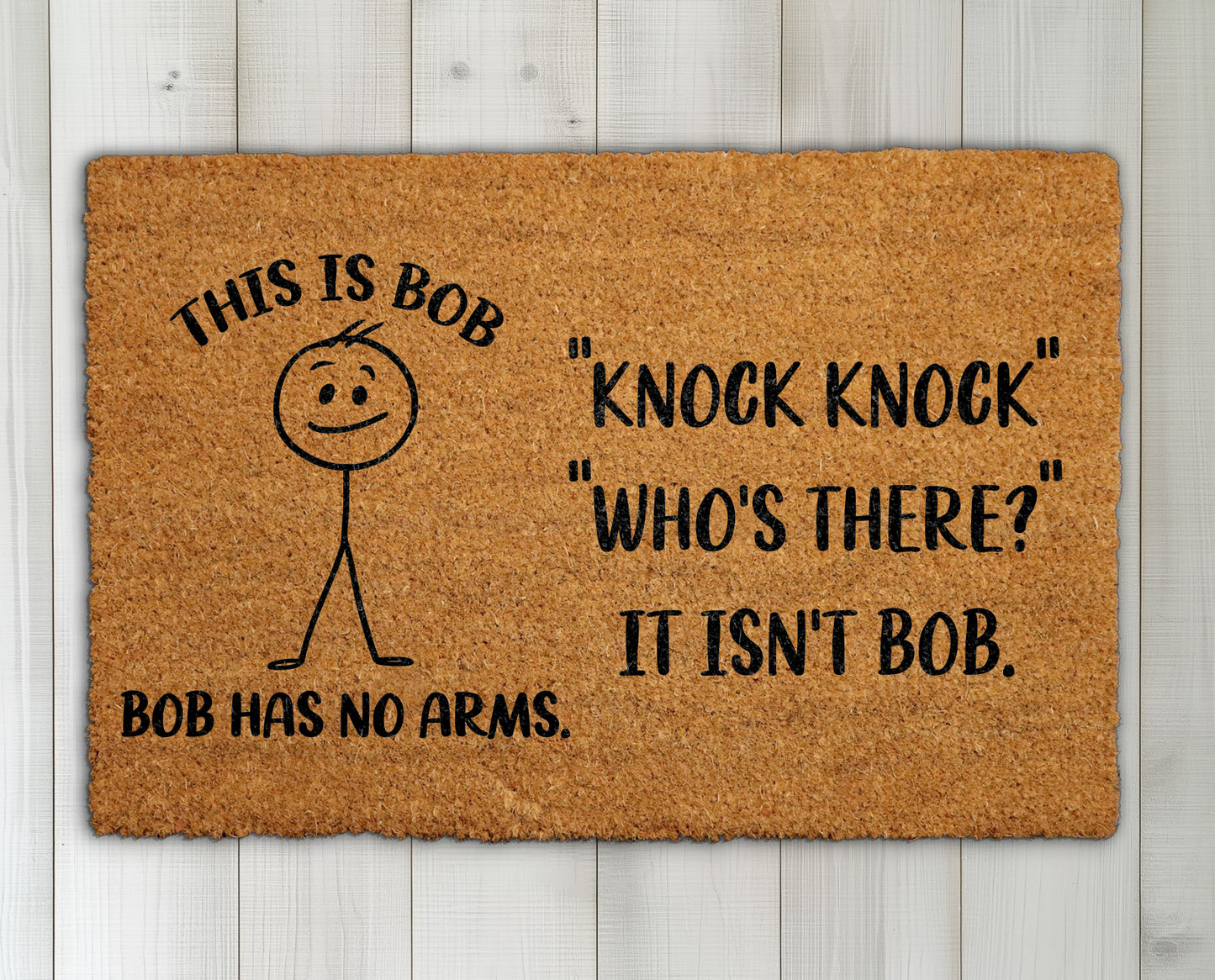 Knock Knock, Stick Figure Welcome Mat, Humorous Home Entrance Rug