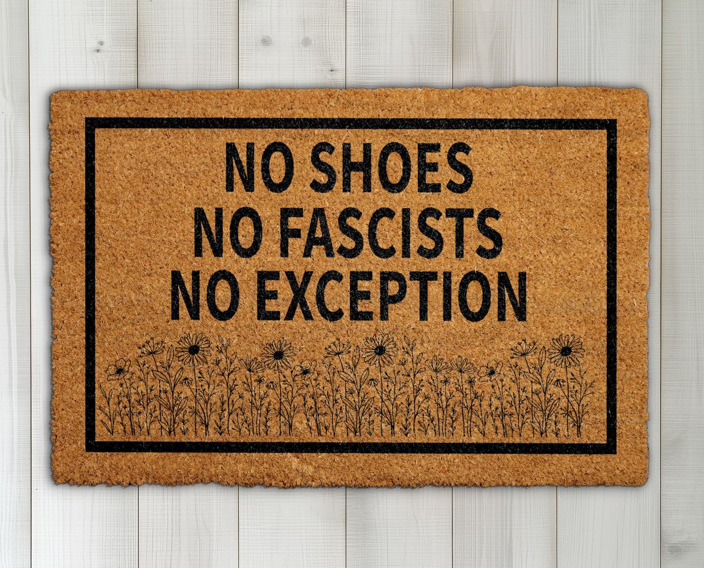 Floral Anti-Fascist Doormat, Progressive Front Porch Mat, Ideal Gift
