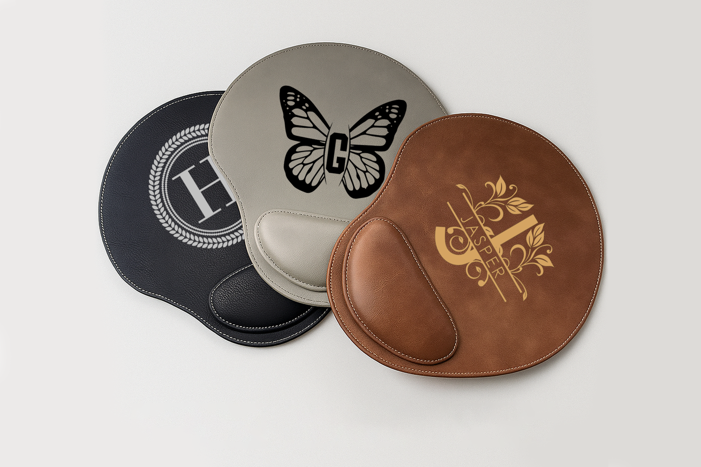 Custom Engraved Vegan Leather Mousepad with Wrist Support, Perfect Gift