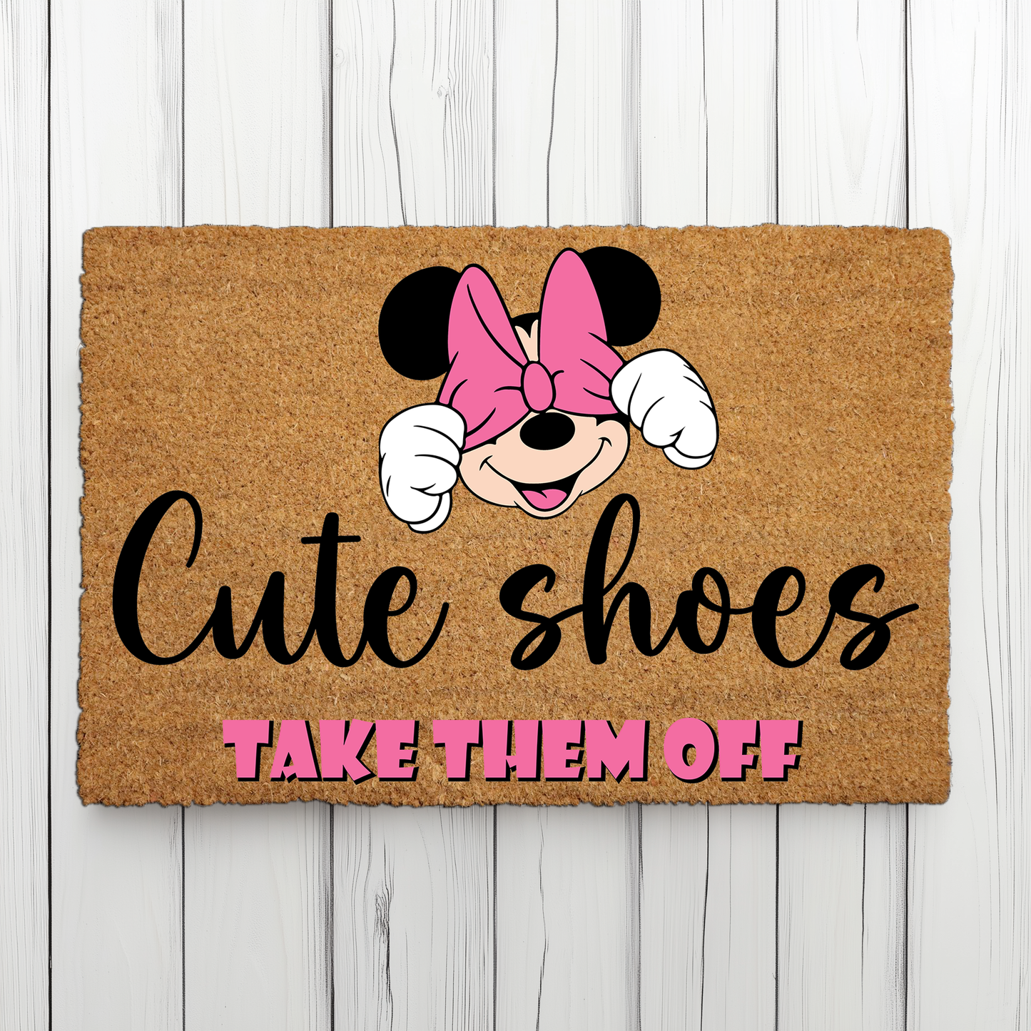 Take Off Shoes, Minnie Mouse Doormat, Farmhouse Outdoor Decor Gift