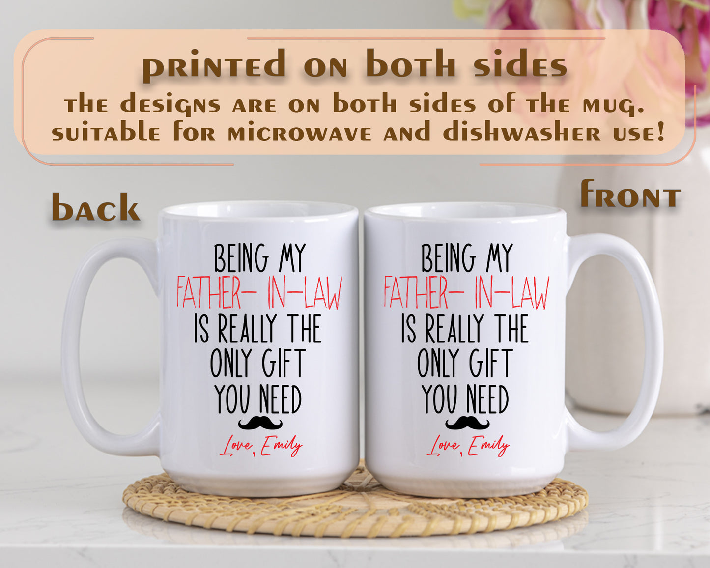 Personalized Funny Dad In Law Coffee Mug, Custom Sublimation Tea Cup