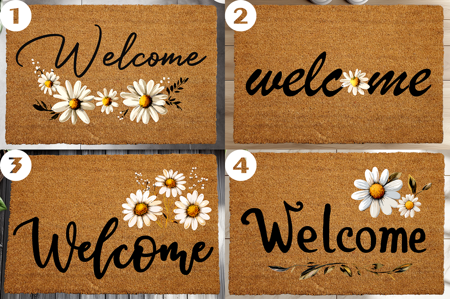 Daisy Welcome Doormat, Perfect for Your Spring Porch Decor