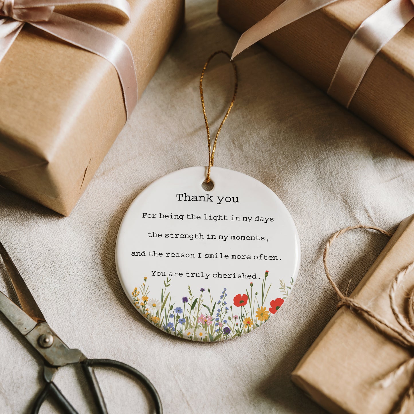 Cherished Appreciation Gift, Floral Thank You Keepsake, Sentimental Valentine