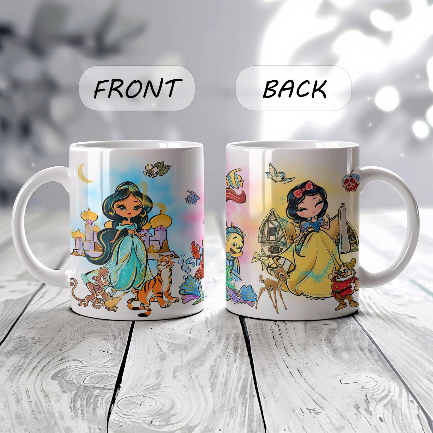 Princess & Sidekicks Coffee Cup, Fairy Tales Ceramic Mug for Girls