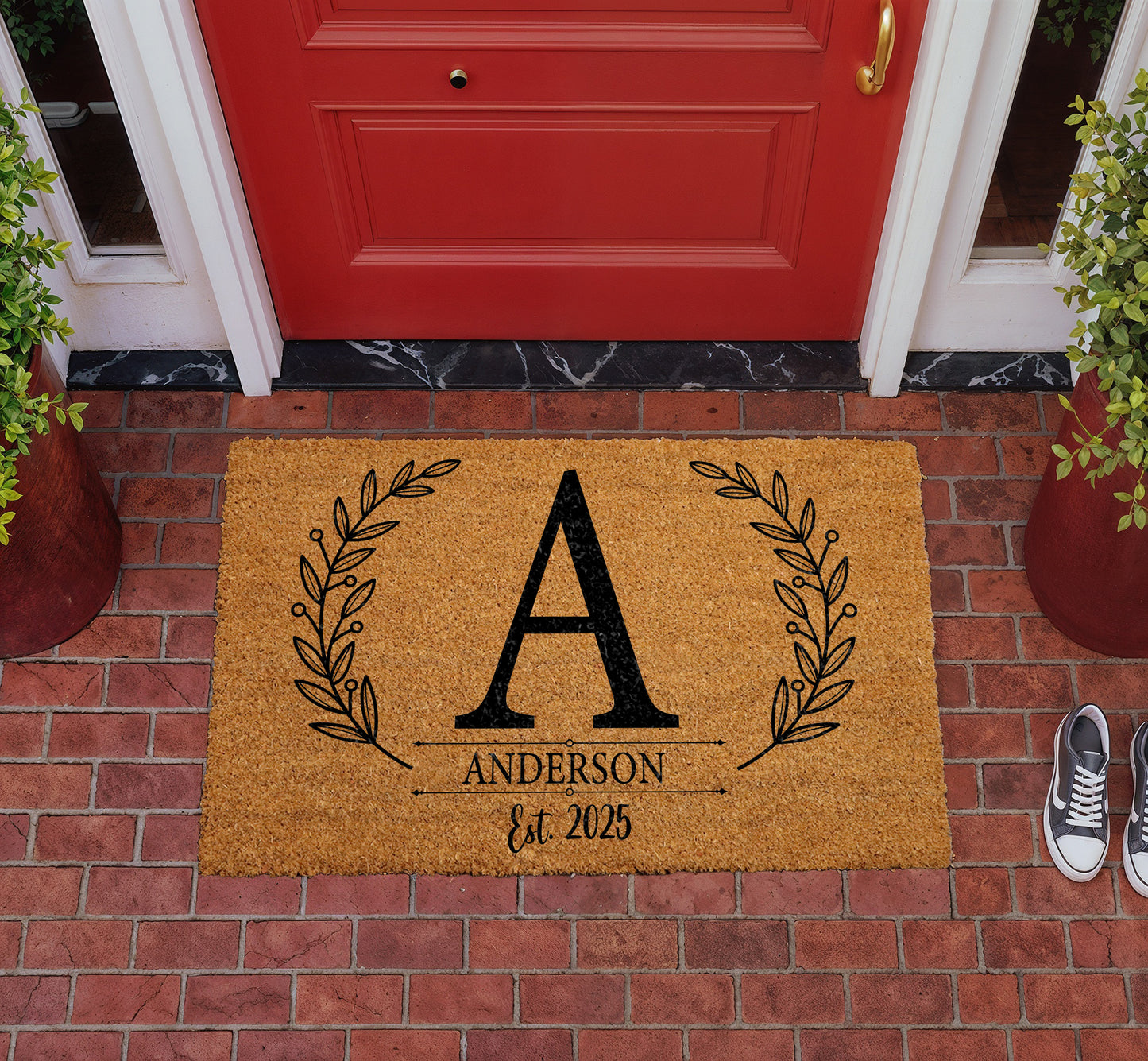 Personalized Family Name Welcome Mat, Elegant Housewarming Front Porch Decor