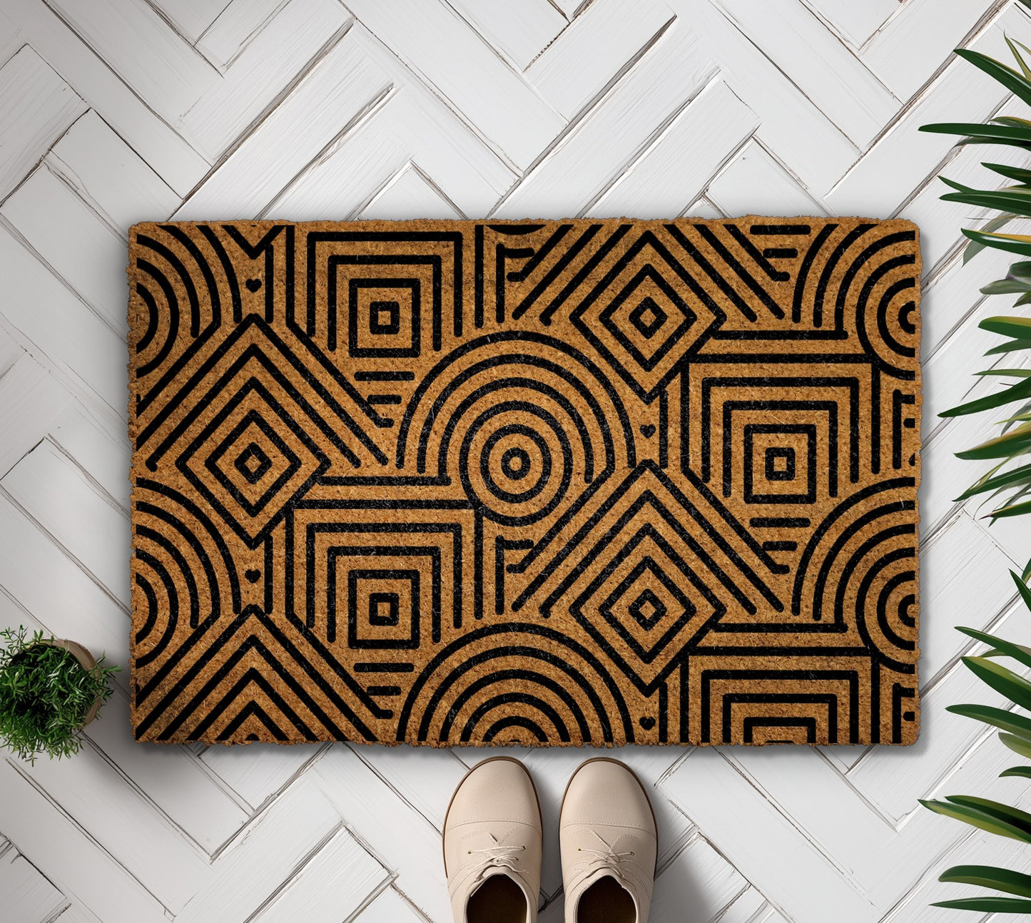 Contemporary Geometric Doormat, Stylish Housewarming Gift – Elevate Your Entryway!