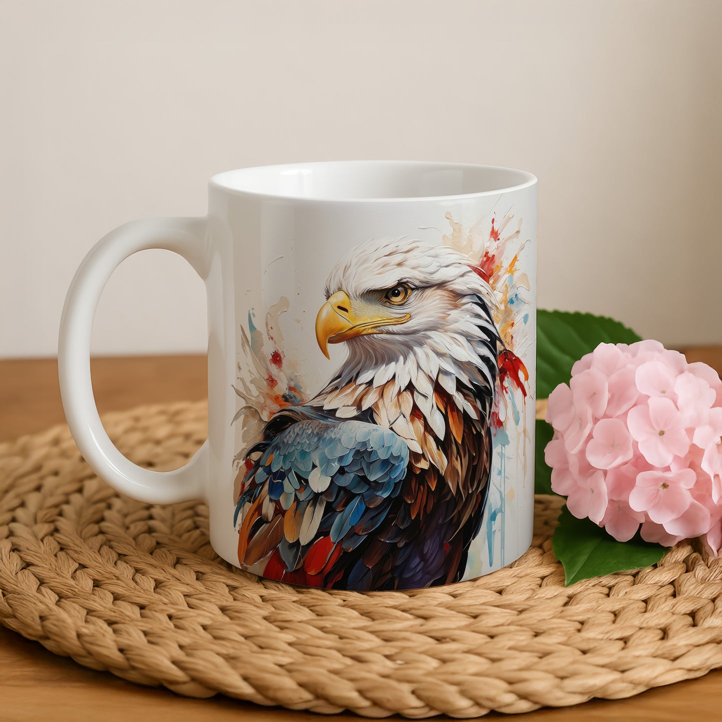 Colorful Bald Eagle Ceramic Mug, Patriotic Fourth Of July Gift