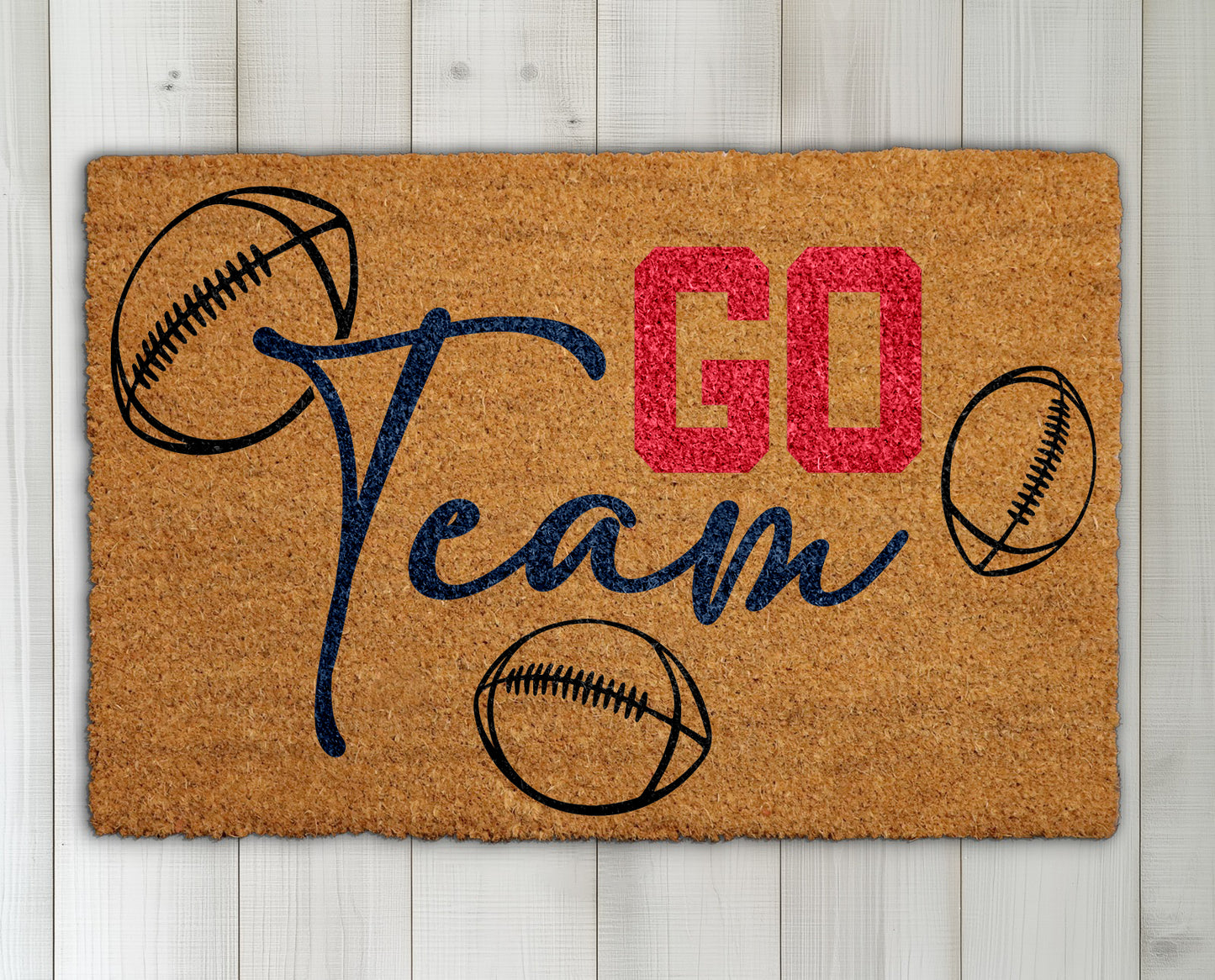 Personalized Football Doormat, Team Colors Fan Gift, Game-day Porch Rug