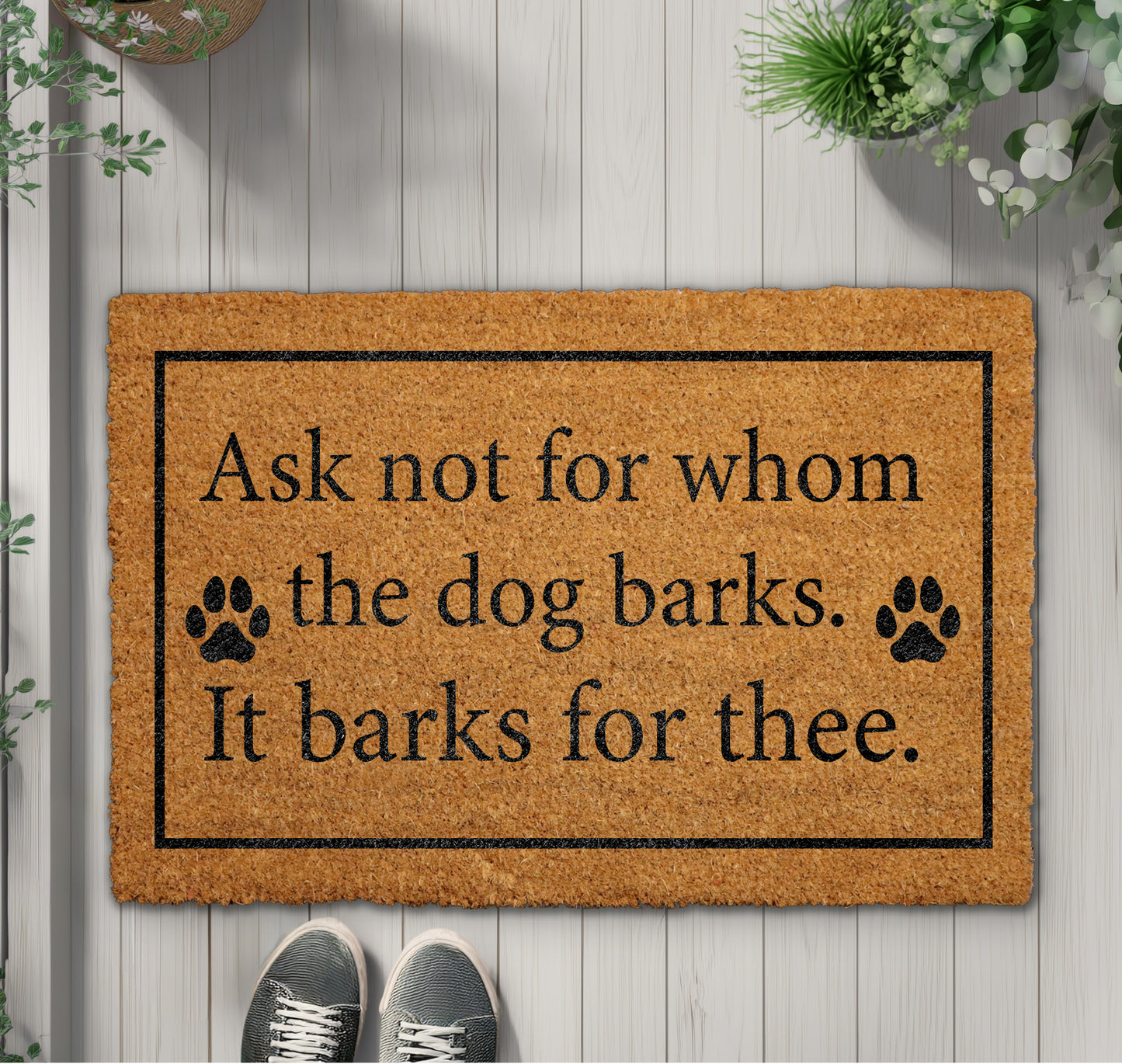 Whom The Dog Barks Welcome Mat, Funny Humorous Quote