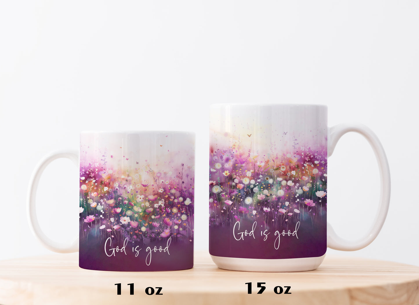 Wildflower Christian Mug, Floral Inspirational Cup, God Is Good