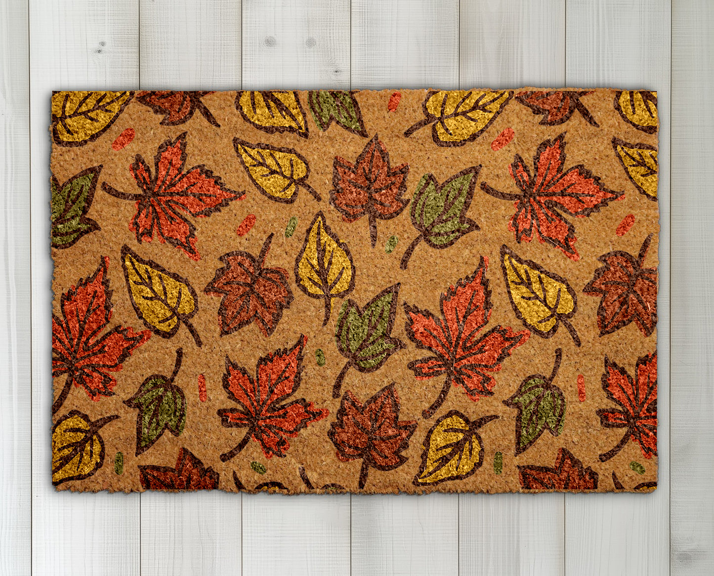 Cute Fall Welcome Mat: Autumn Leaves Doormat for Thanksgiving Decor