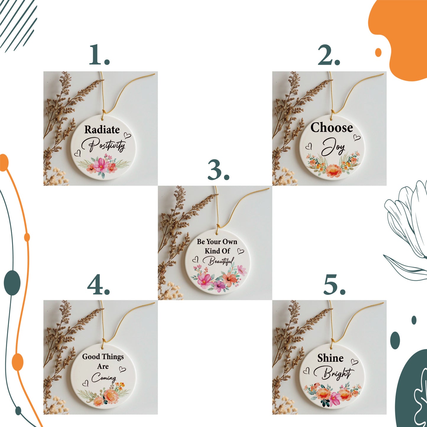 Radiate Positivity Ornament: Inspirational Keepsake for Motivation