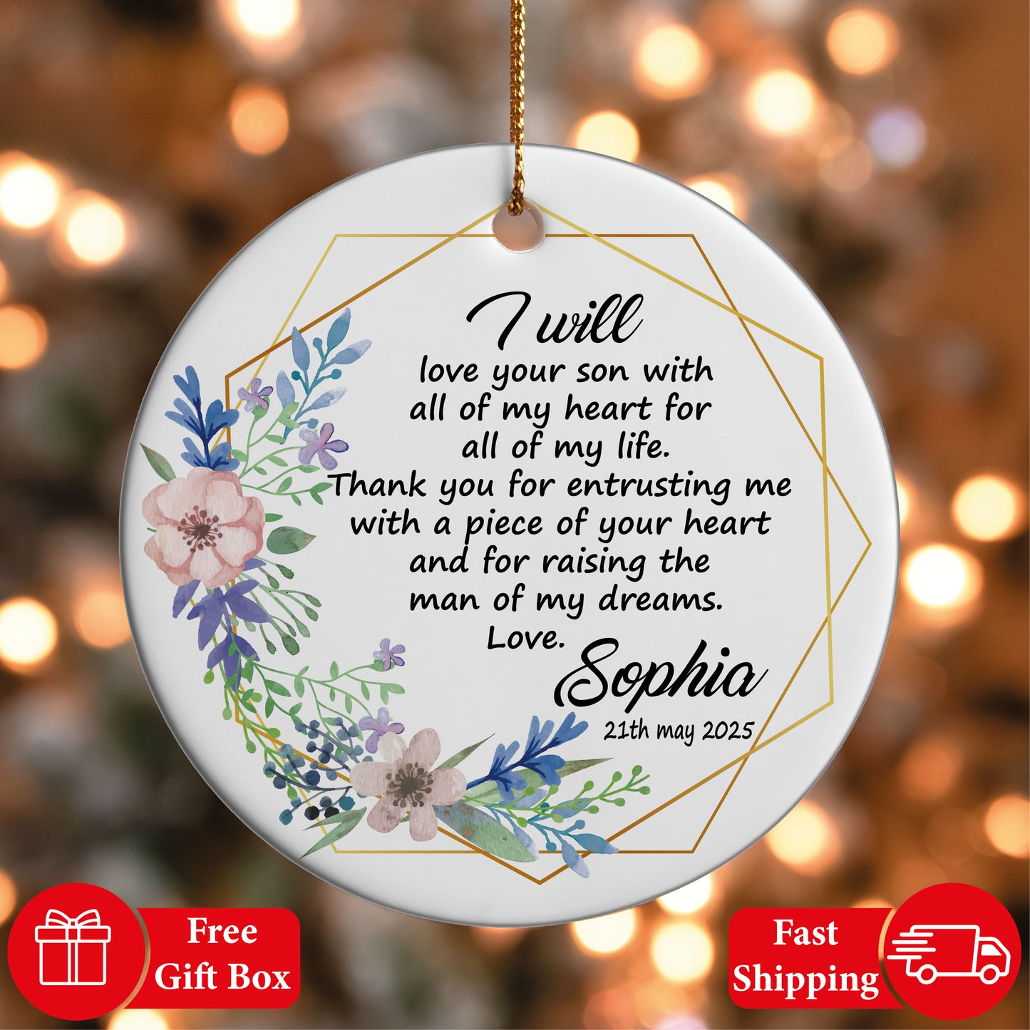 Parents of the Groom Gift, Wedding Keepsake from Bride Ornament