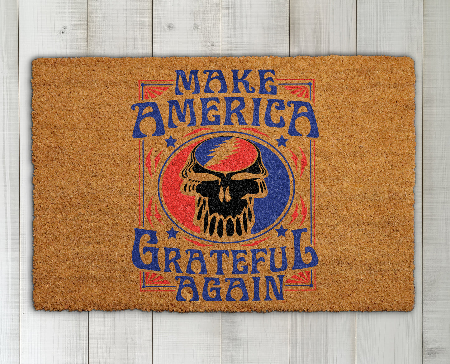 Grateful Stealie Skull, Music Lover Deadhead Coir Door Mat