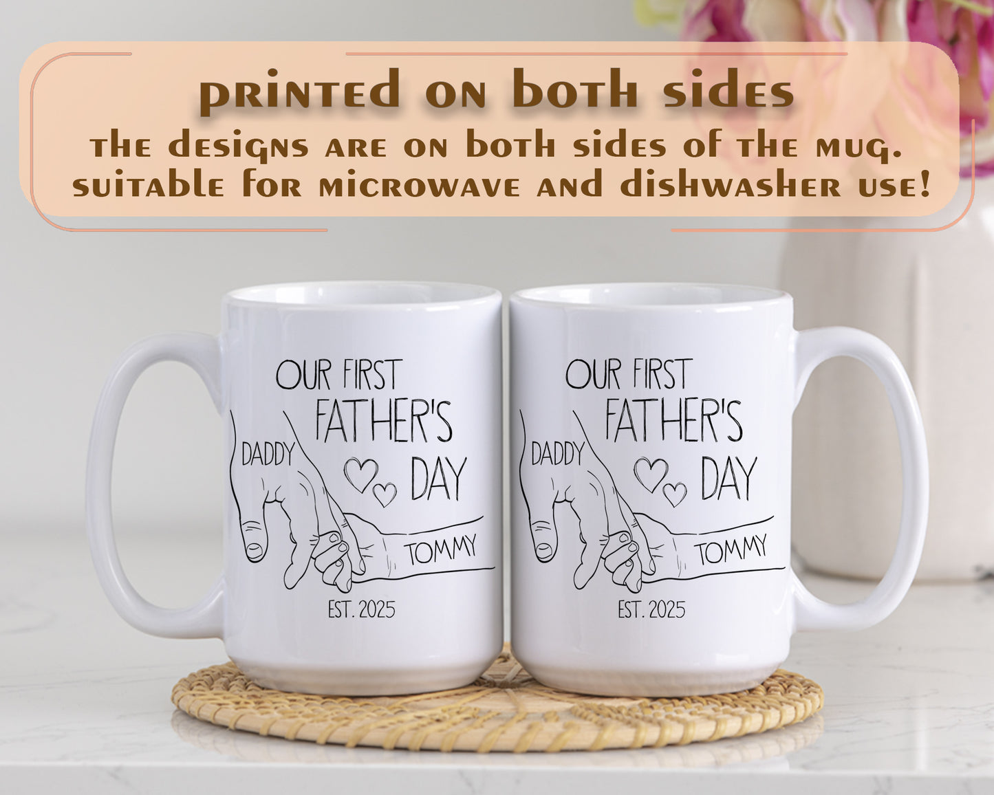 Custom Father & Baby Coffee Cup, Personalized First Father's Day