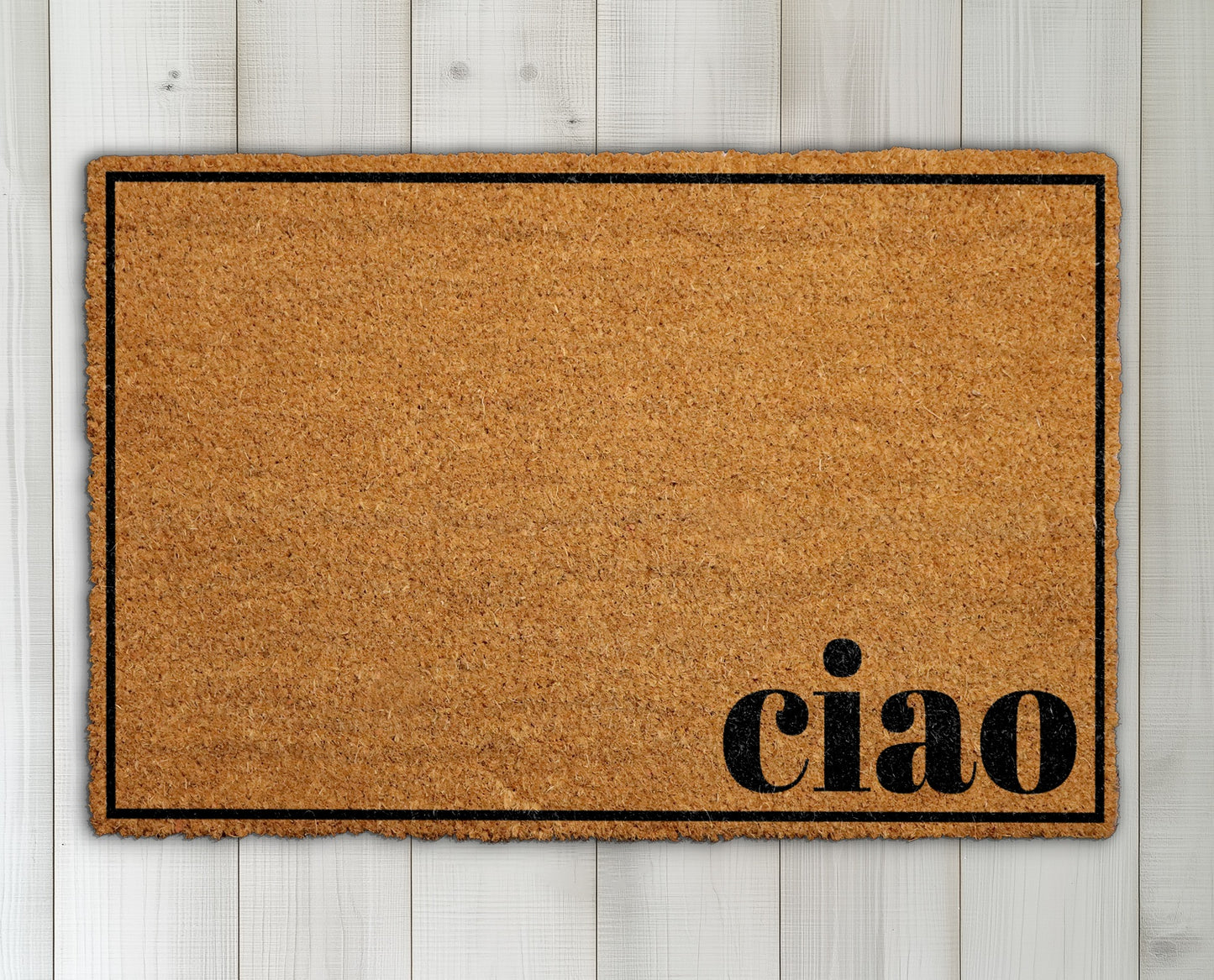 Stylish Greetings: Modern Italian Welcome Mat for Your Front Porch