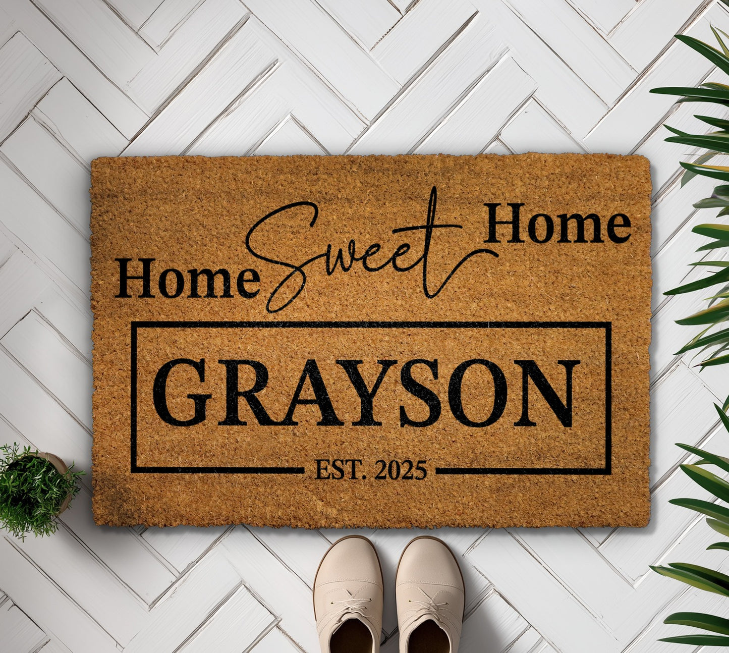 Unique Personalized Welcome Mat, Family Name & Est Year Home Decor
