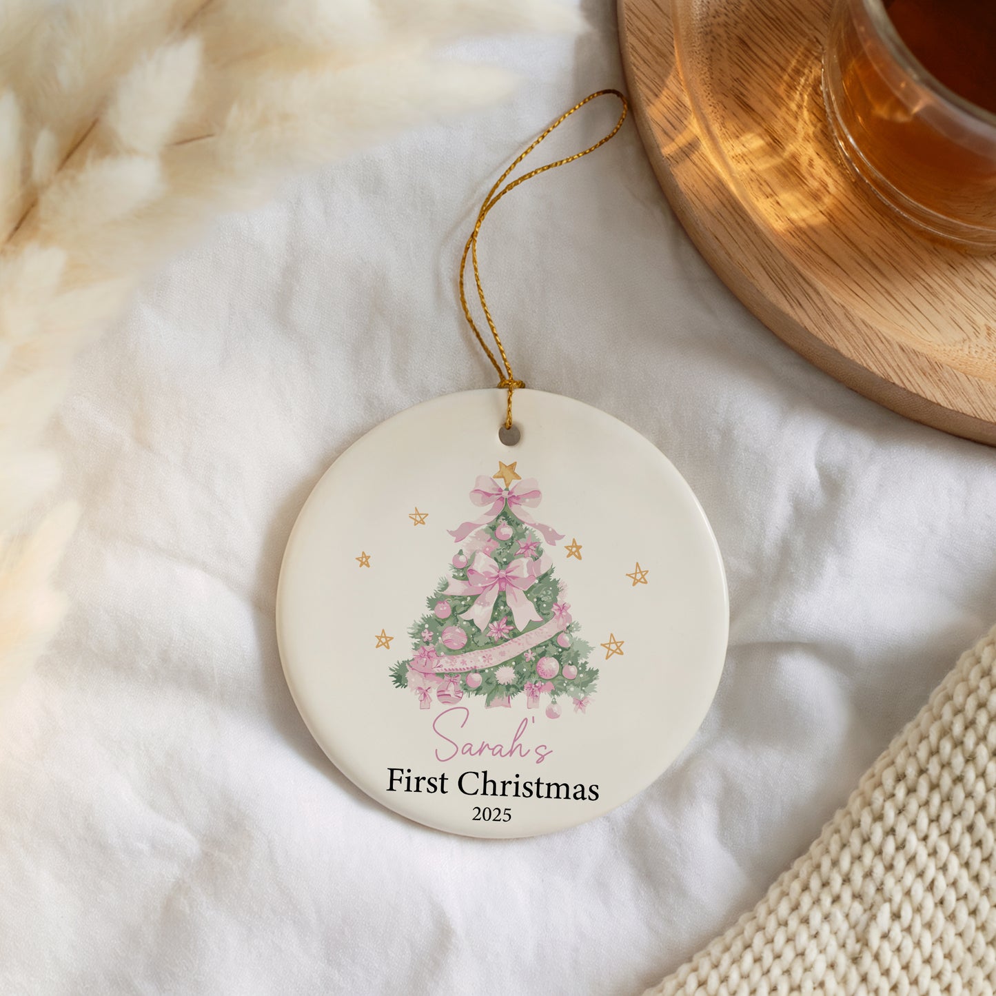 Custom Pink Tree Ornament - Perfect Gift for New Parents