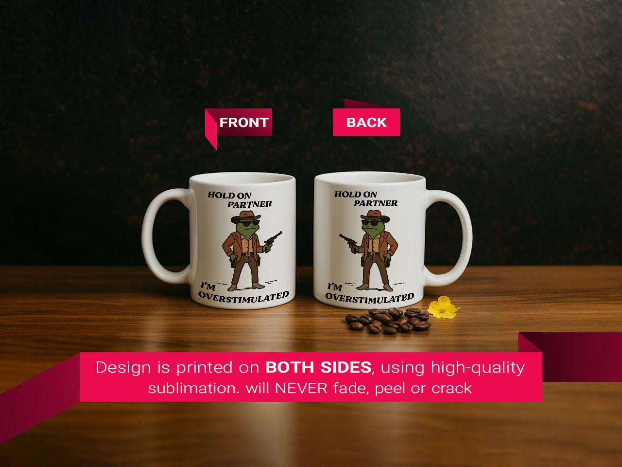 Sarcastic Cowboy Frog Mug, Humorous Mental Health Ceramic Cup