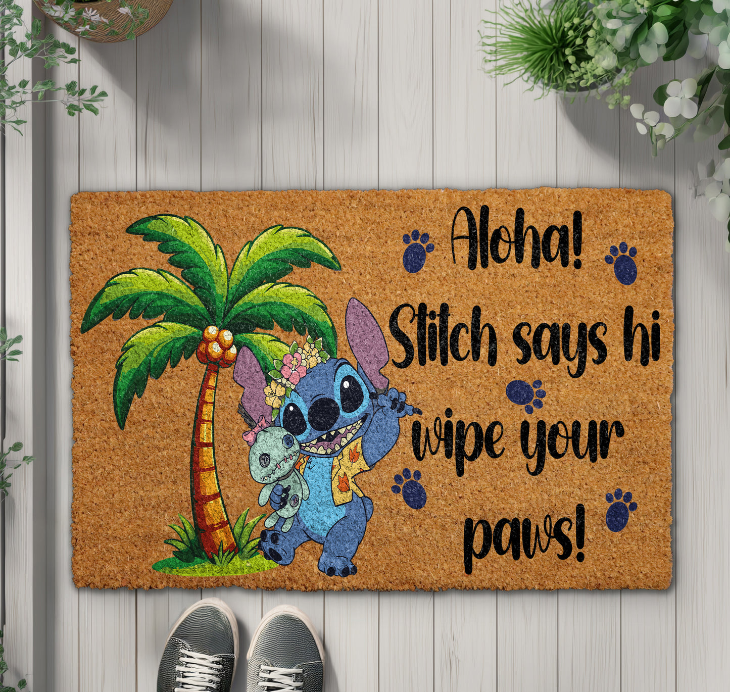 Stitch Aloha Doormat, Perfect for Tropical Ohana Outdoor Decor!