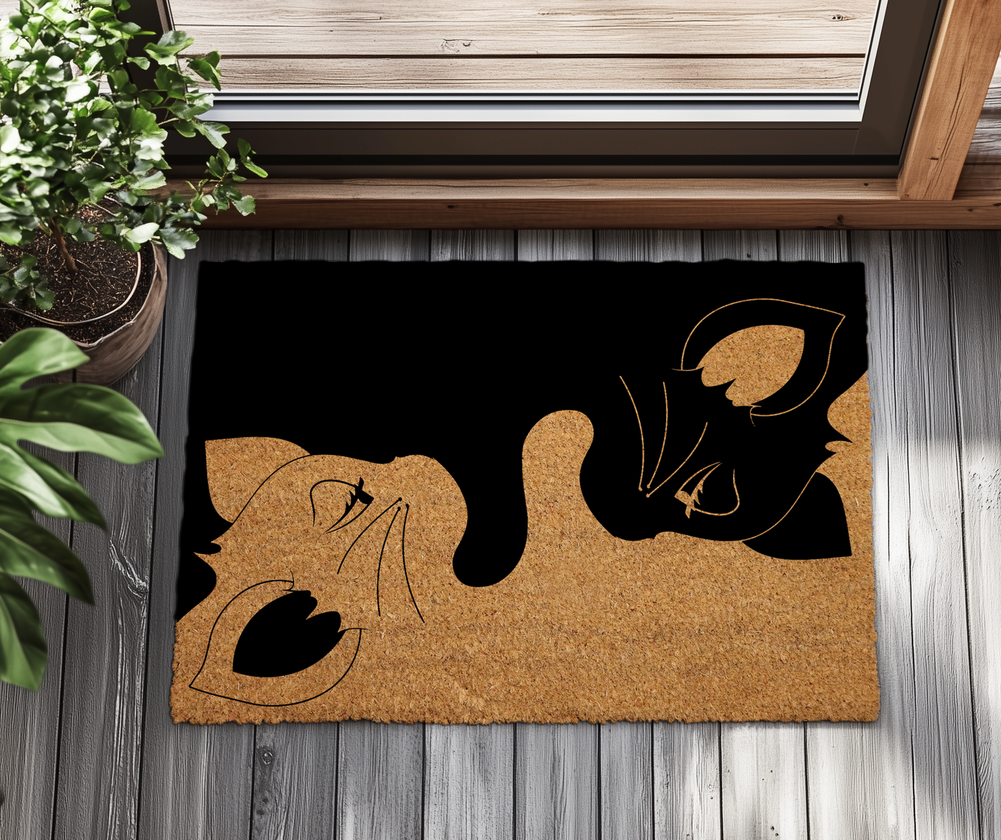 Cat Themed Doormat, Natural Coir Mat: Charming Home Entry Decor