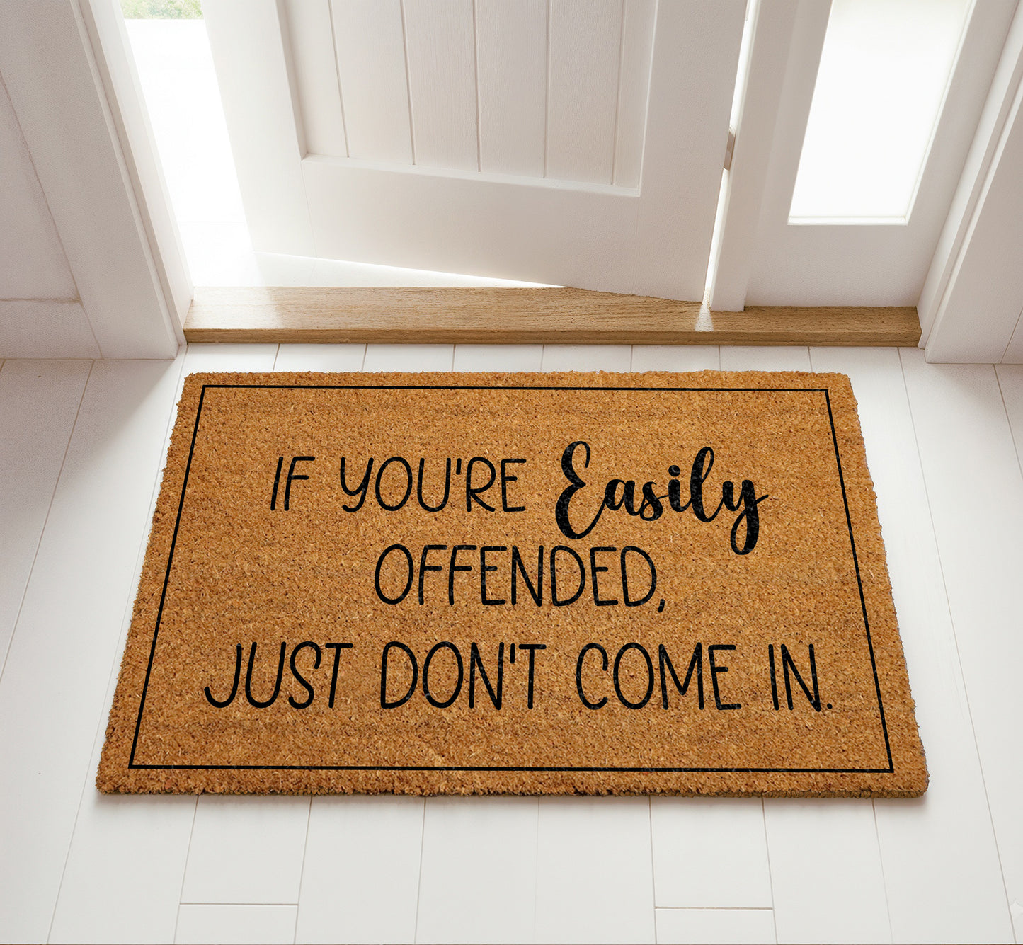 Sarcastic doormat, funny welcome mat for rude entrance decor.