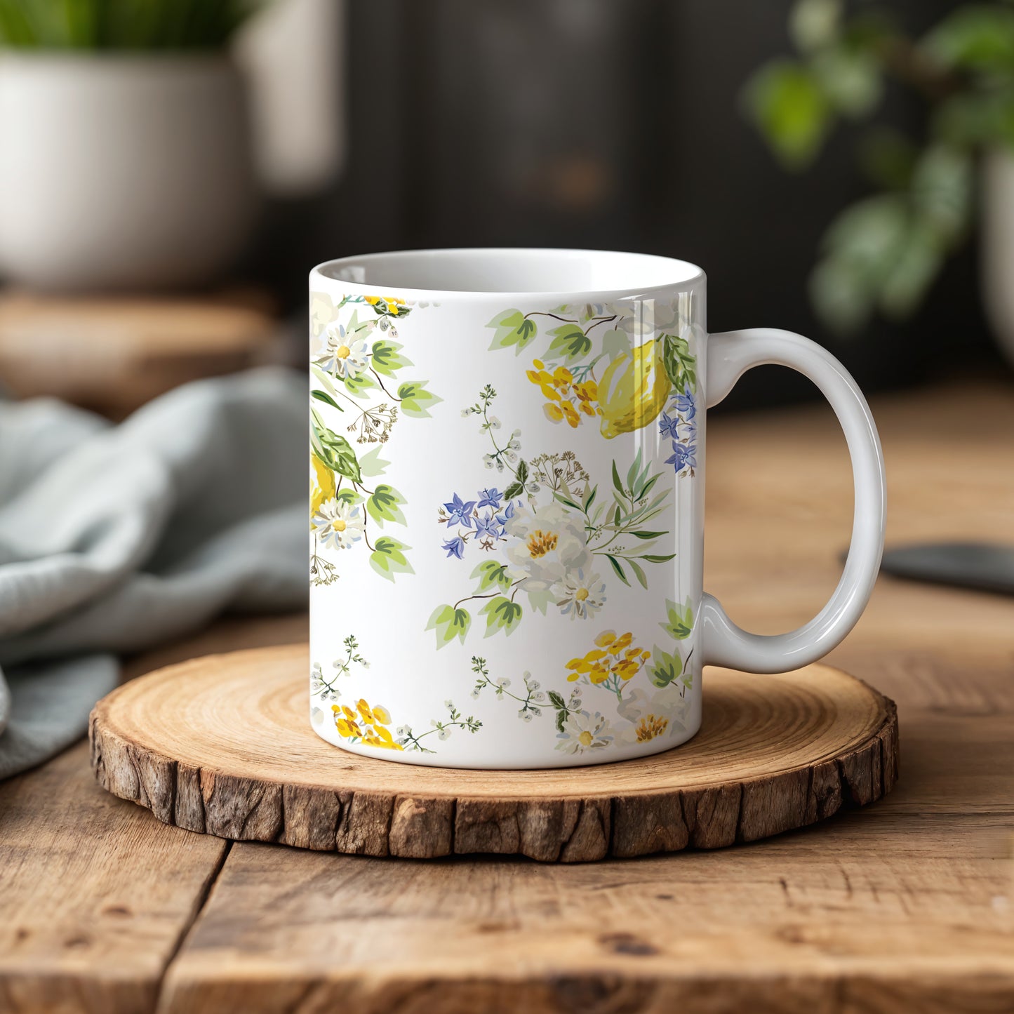 Handcrafted Floral Garden Tea Cup, Botanical Coffee Mug, Cottagecore Gift