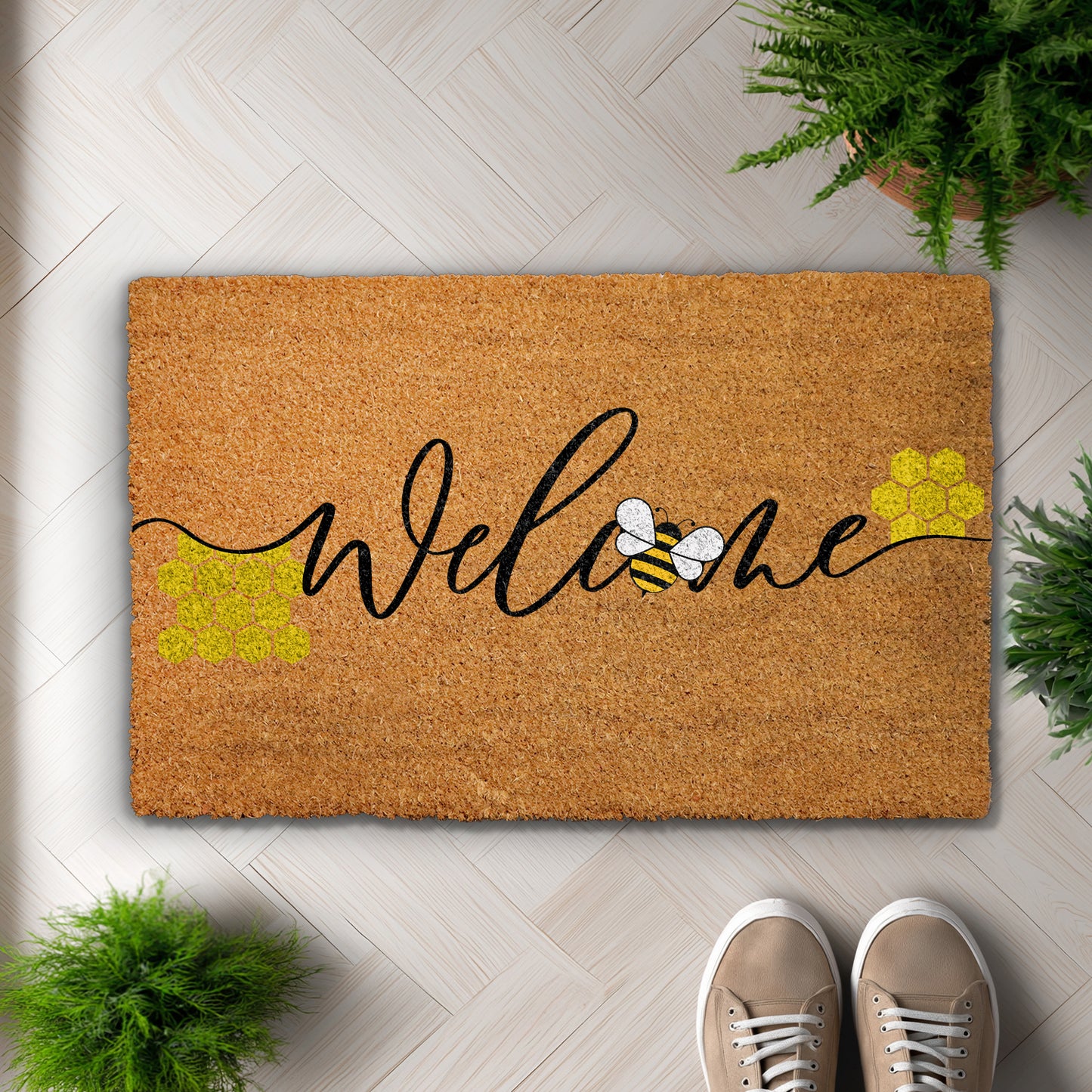 Bee Happy: Welcome guests with our Honeycomb Doormat Collection