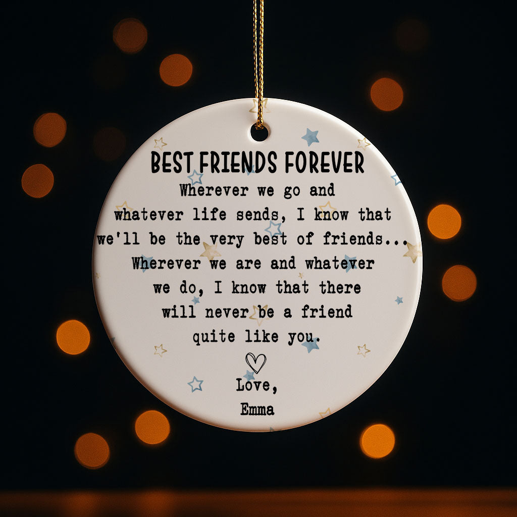 Personalized BFF Ceramic Ornament, Long Distance Best Friend Gift