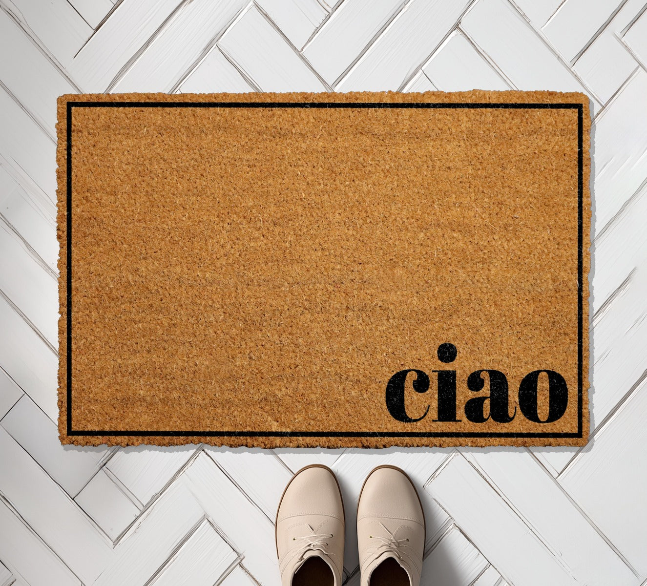 Stylish Greetings: Modern Italian Welcome Mat for Your Front Porch