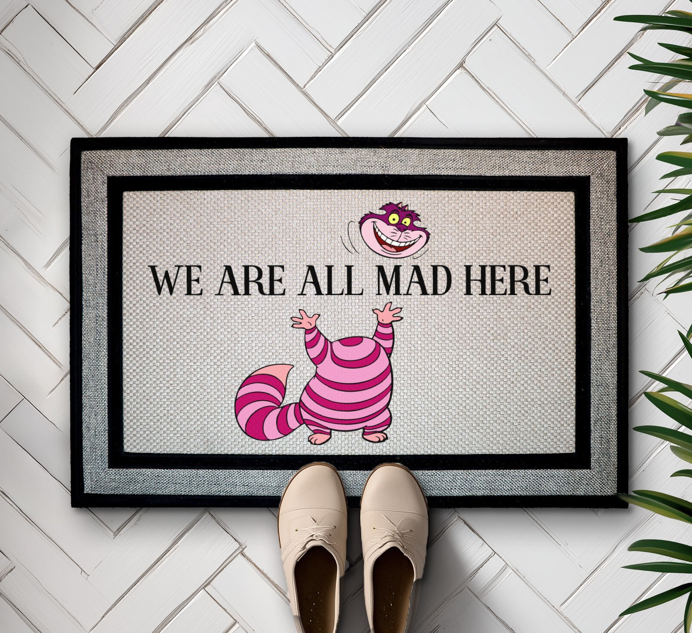 Welcome guests with a touch of whimsy: Cheshire Cat Doormat.