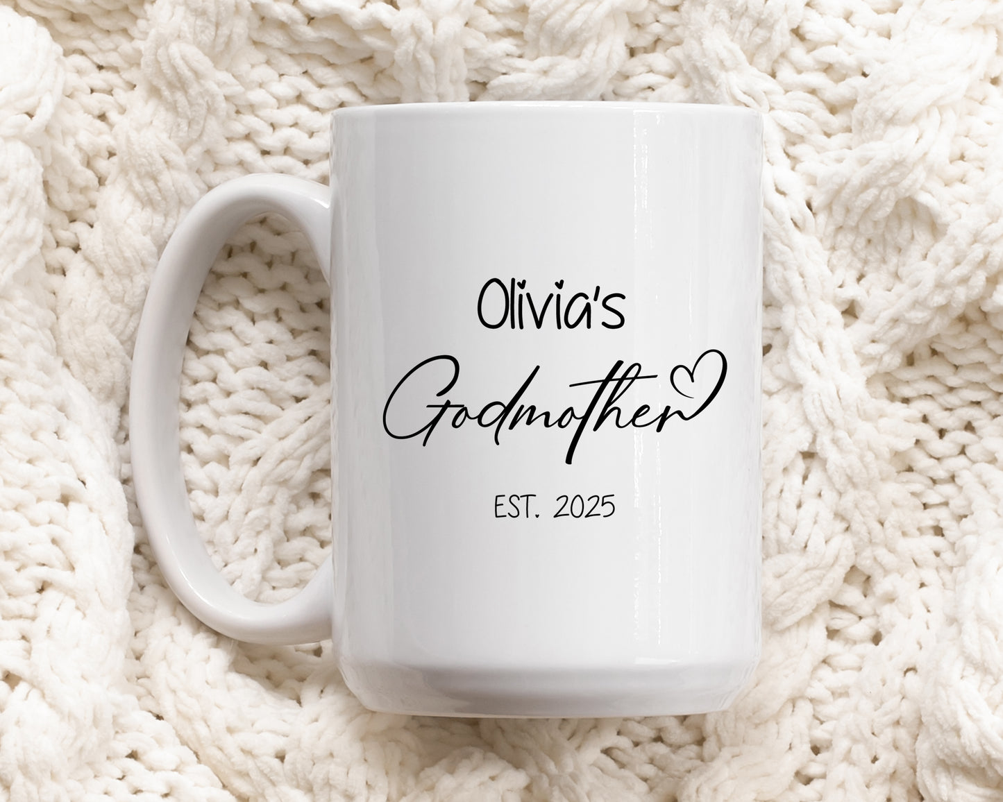 Est. 2025 Godparent Proposal Mug, Personalized Godmother Ceramic Cup Appreciation
