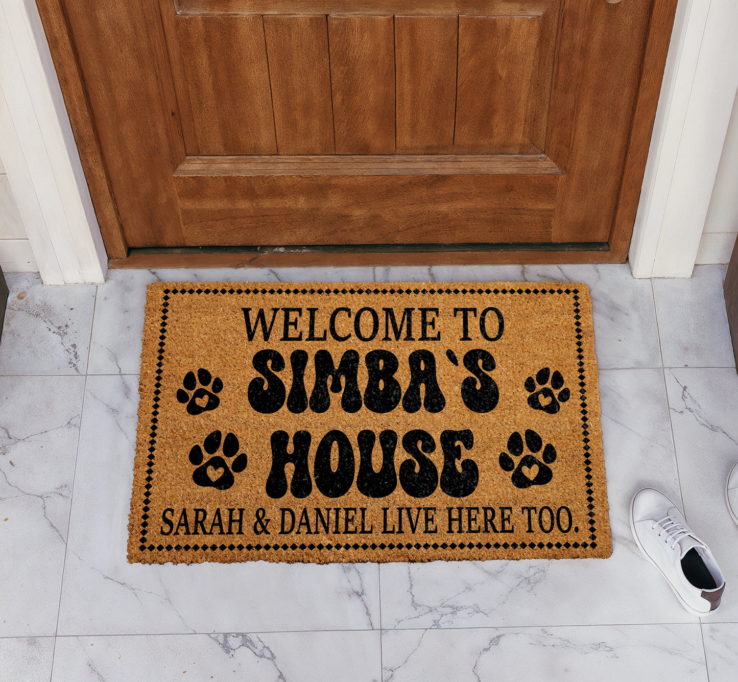 Custom Funny Pet Name Doormat, Cute Dog Lover Welcome Mat