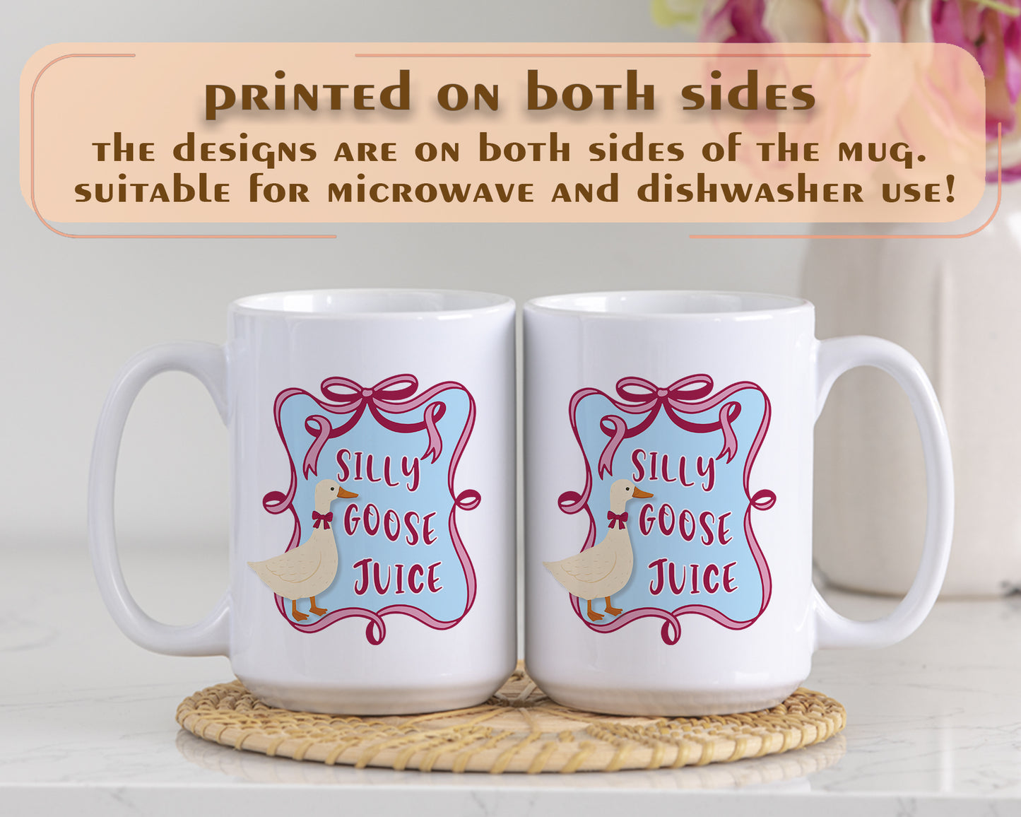 Silly Goose Juice Coffee Mug, Funny Animal Humor Cup, Cute Gift