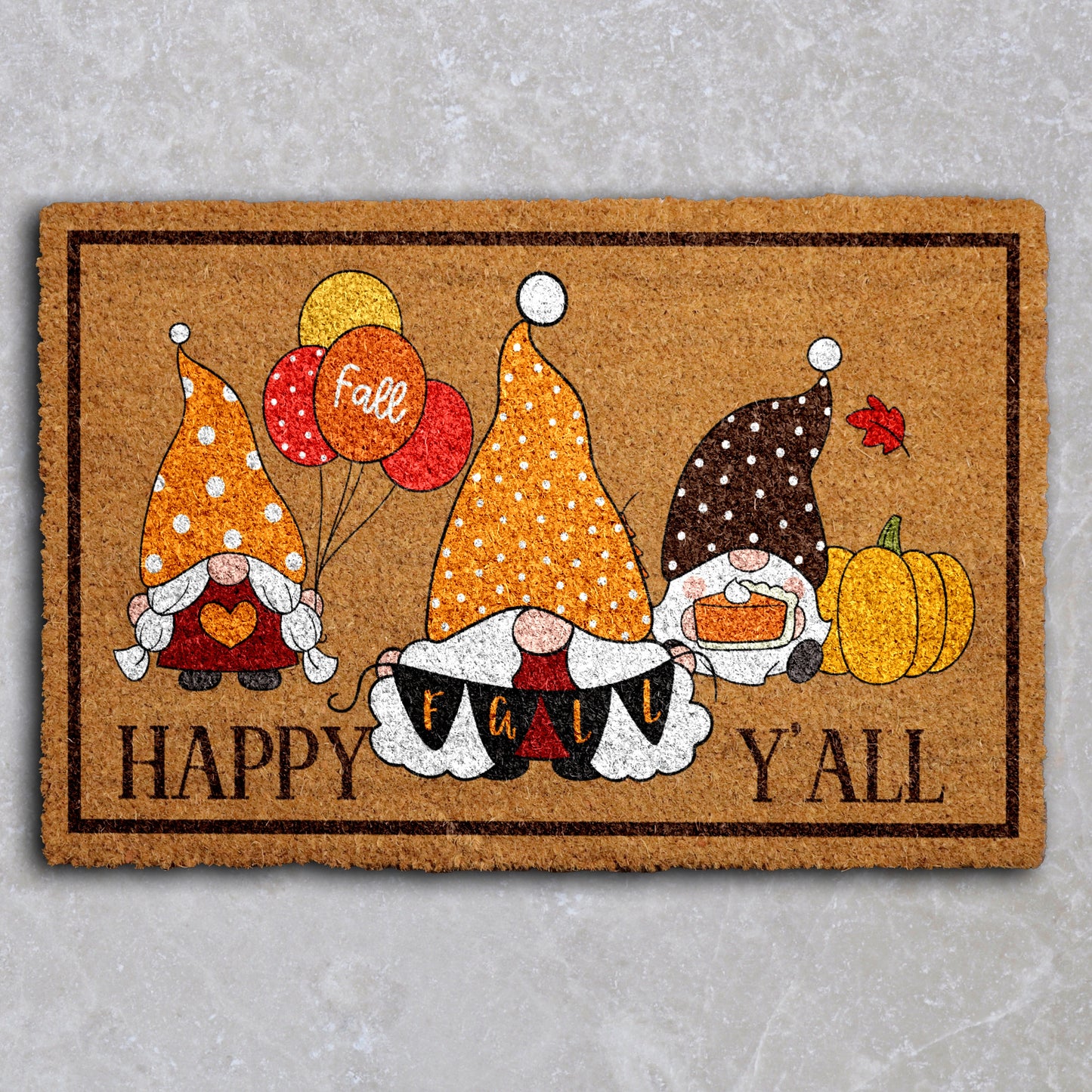 Gnome Welcome Mat, Fall Pumpkin Decor, Thanksgiving Gift, Farmhouse Rug