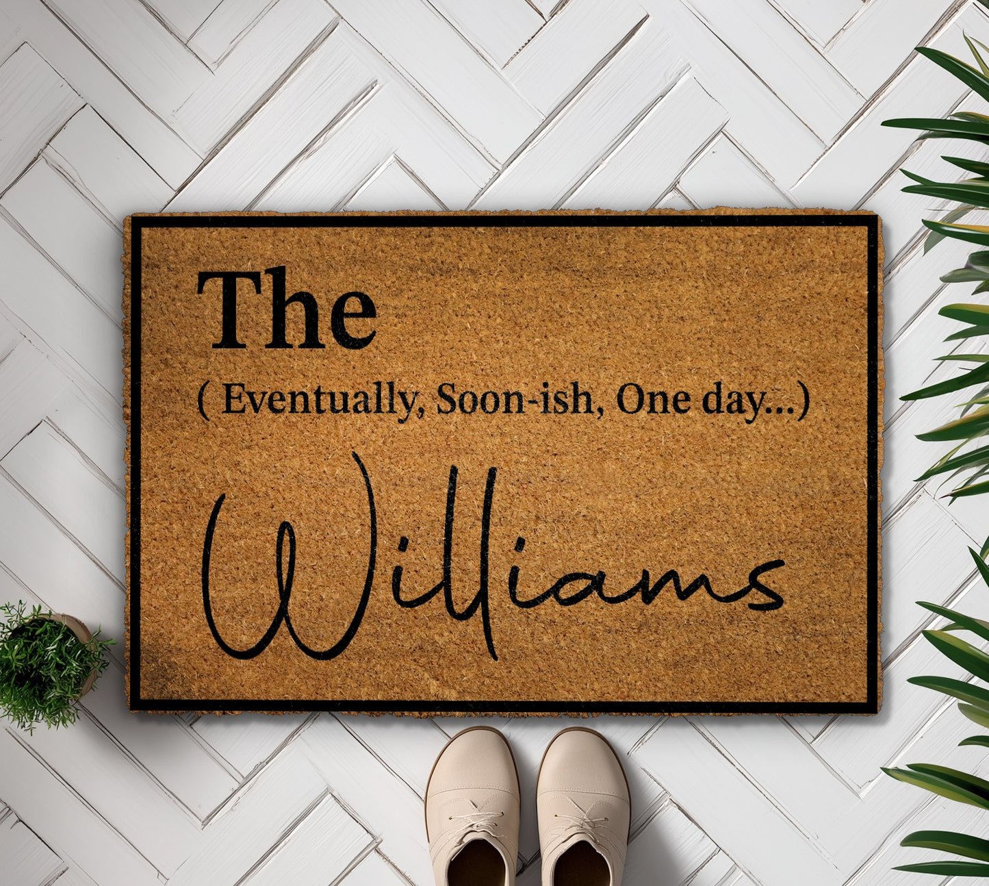 Custom Funny Welcome Mat, Personalized Family Coco Rug, Cute Decor