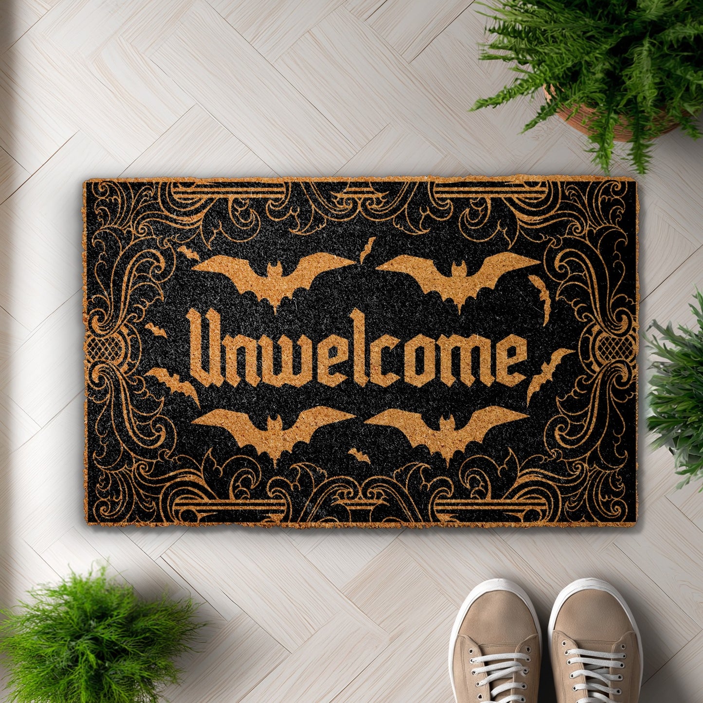 Spooky Season Welcome: Unwelcome Bat Doormat for Fall Front Porch
