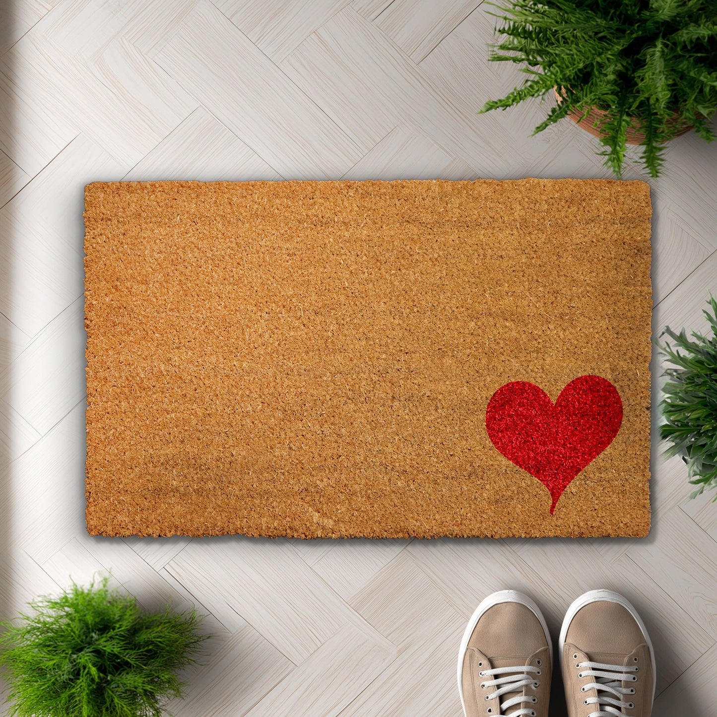 Charming Red Heart Doormat, Sweet Valentine's Day Home Welcome