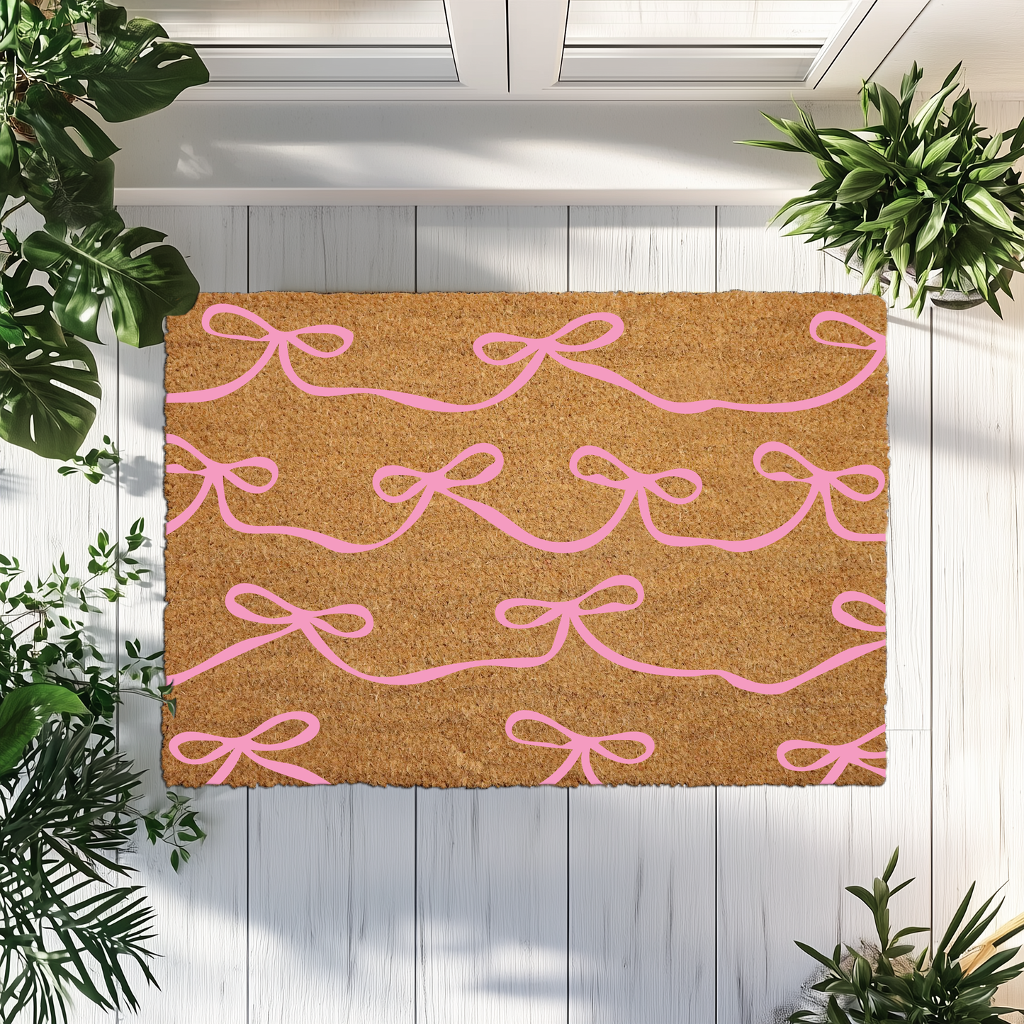Charming Bow Doormat for Newlywed Home Decor, Cute Outdoor Rug