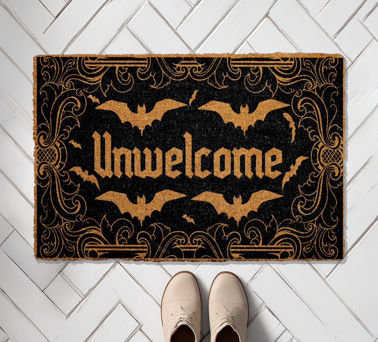 Spooky Season Welcome: Unwelcome Bat Doormat for Fall Front Porch