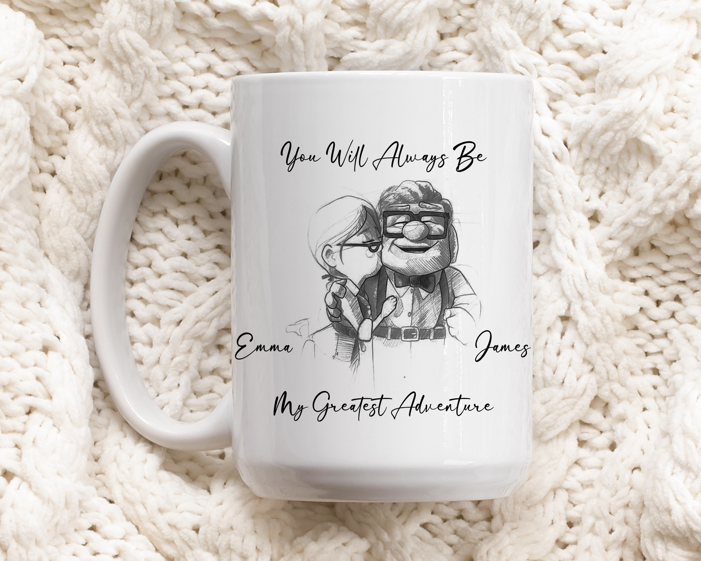Carl and Ellie Couple Mug, Anniversary Coffee Cup Gift for Her