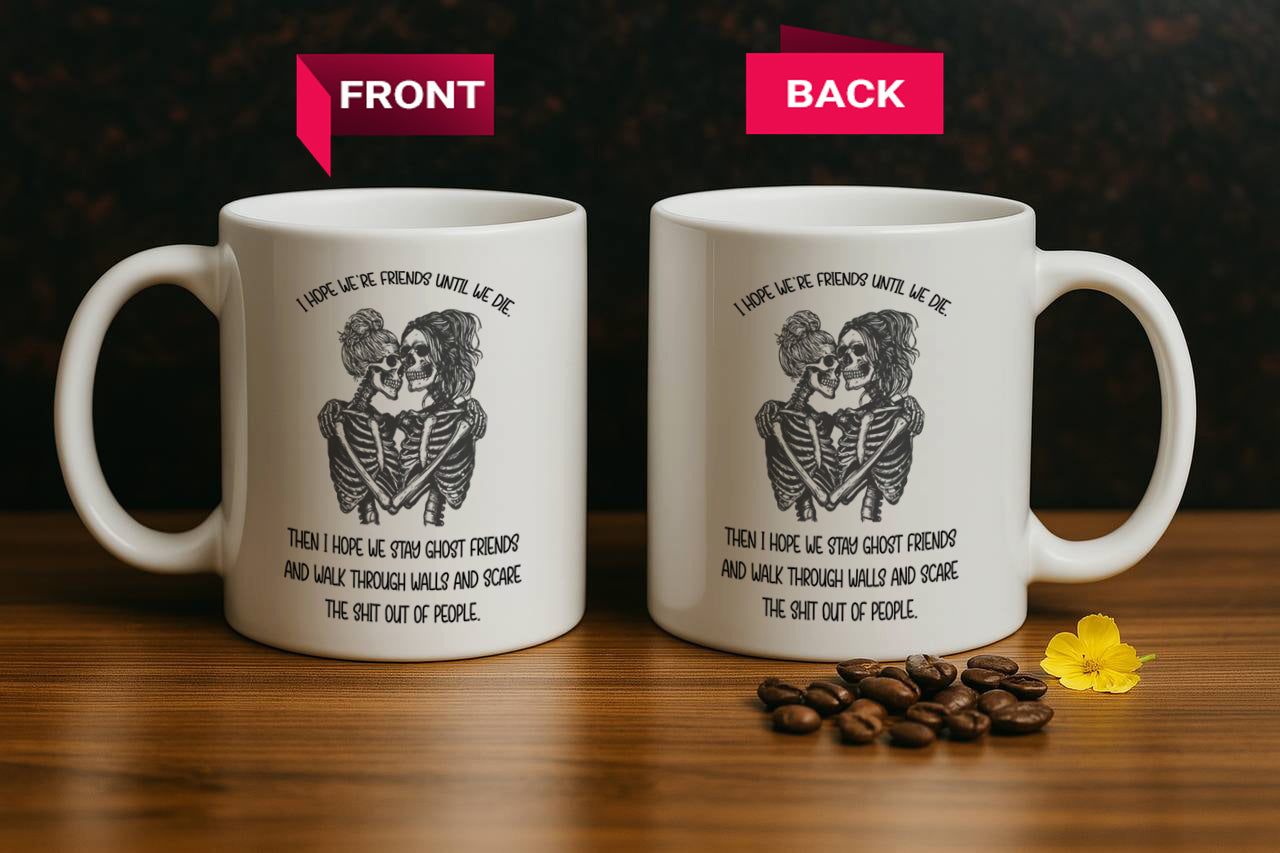 Best Friends Forever: Skeleton Design Friendship Coffee Cup, Humorous & Matching