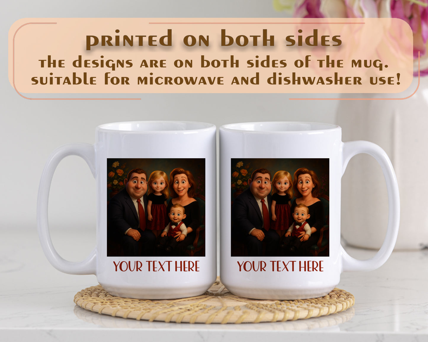 Personalized Cartoon Family Mug - Unique Gift for Mom, Dad