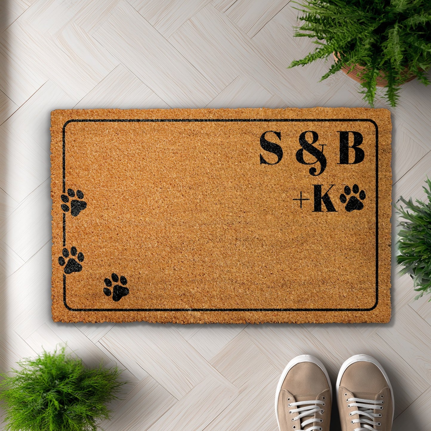 Personalized Couple & Pet Dog Doormat, Custom Dog Lovers Gift