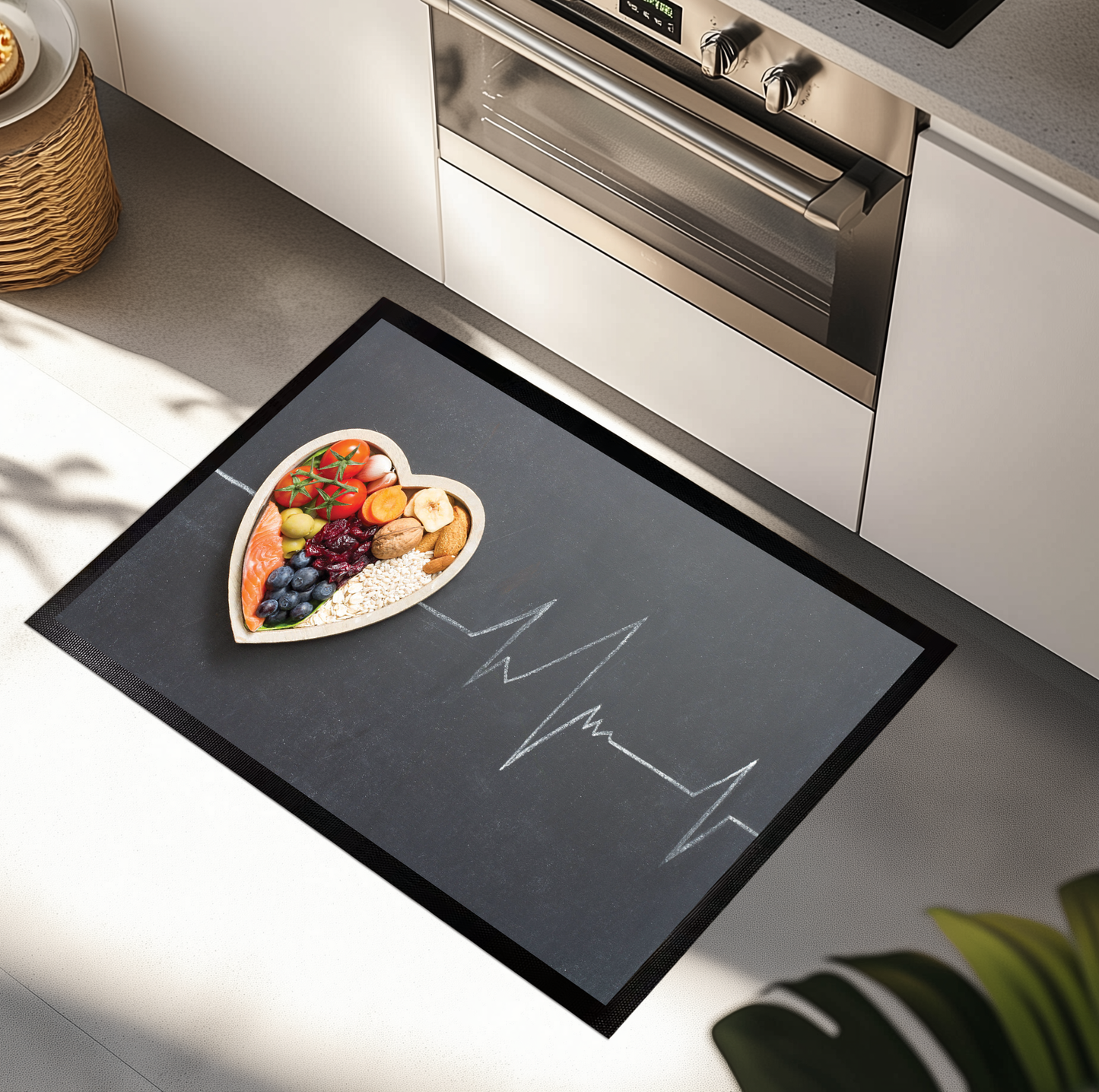 Vibrant Fruit Print Kitchen Mat with Watermelon, Lemon Designs