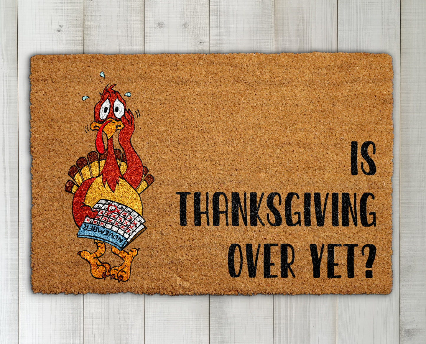 Thanksgiving Over Yet Doormat, Funny Turkey Fall Welcome Mat