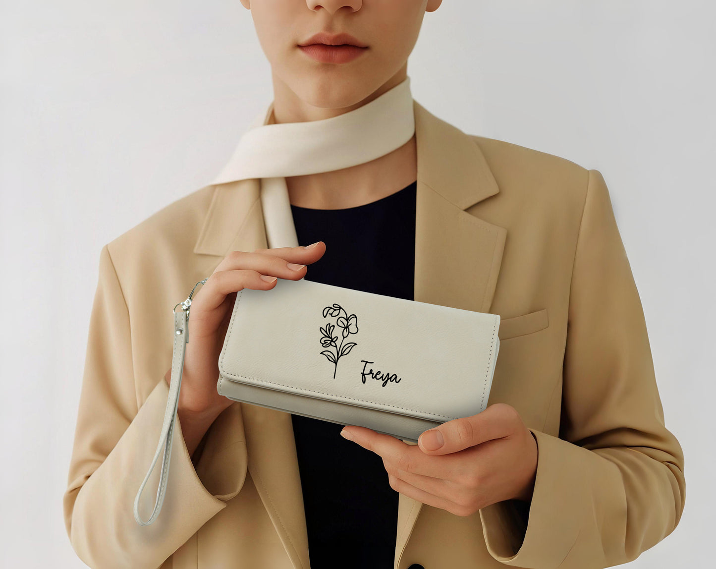 Custom Name Engraved Wallet, Vegan Leather Clutch - Perfect Gift!