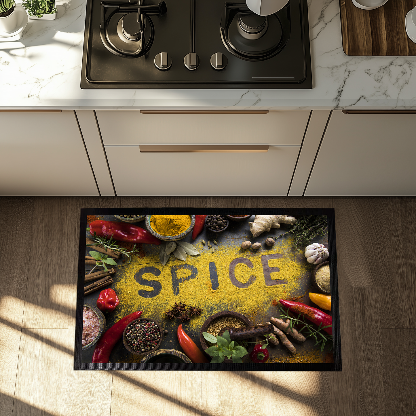 Farmhouse Style Kitchen Rug, Anti-Fatigue Mat, Rustic Spice Design