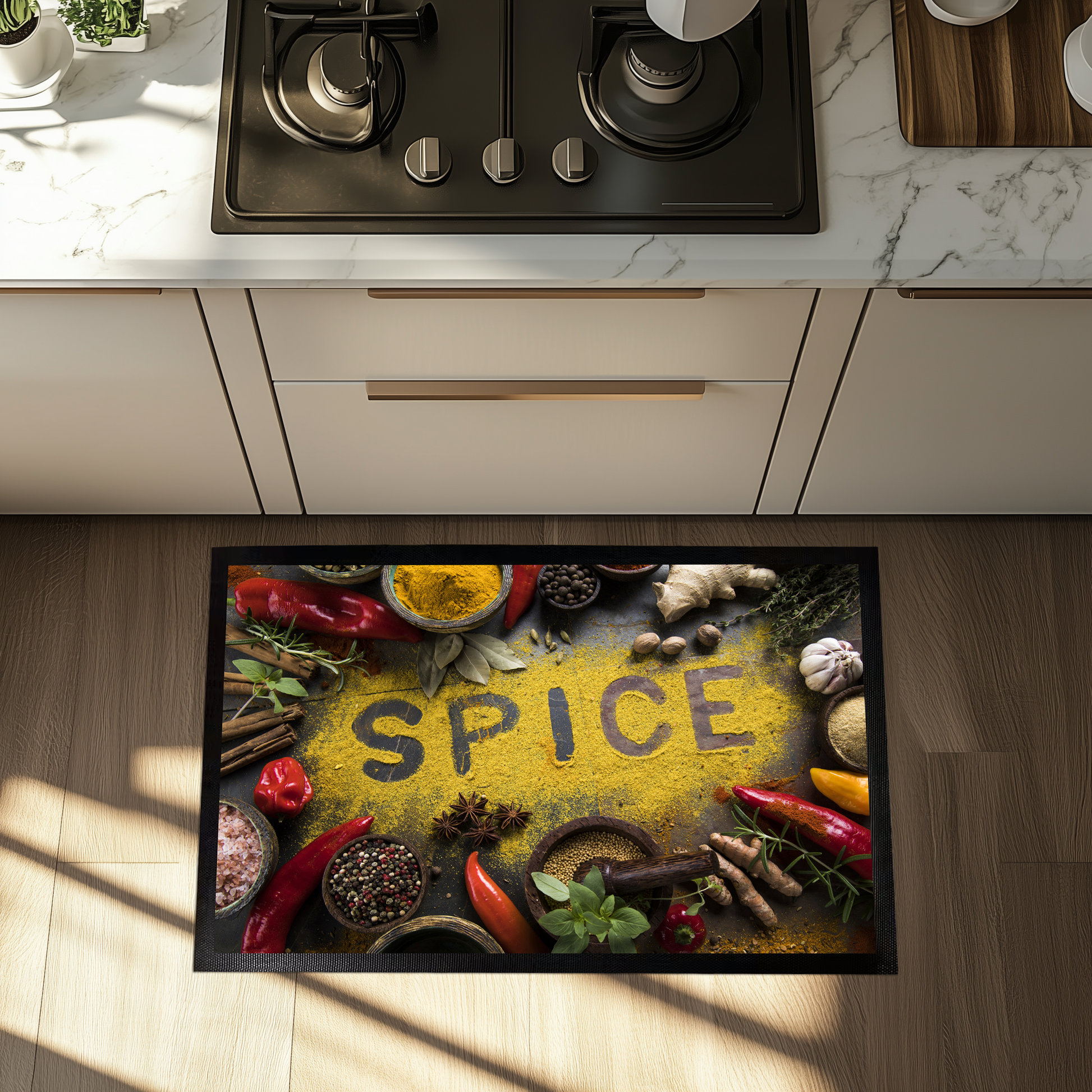 Farmhouse Style Kitchen Rug, Anti-Fatigue Mat, Rustic Spice Design