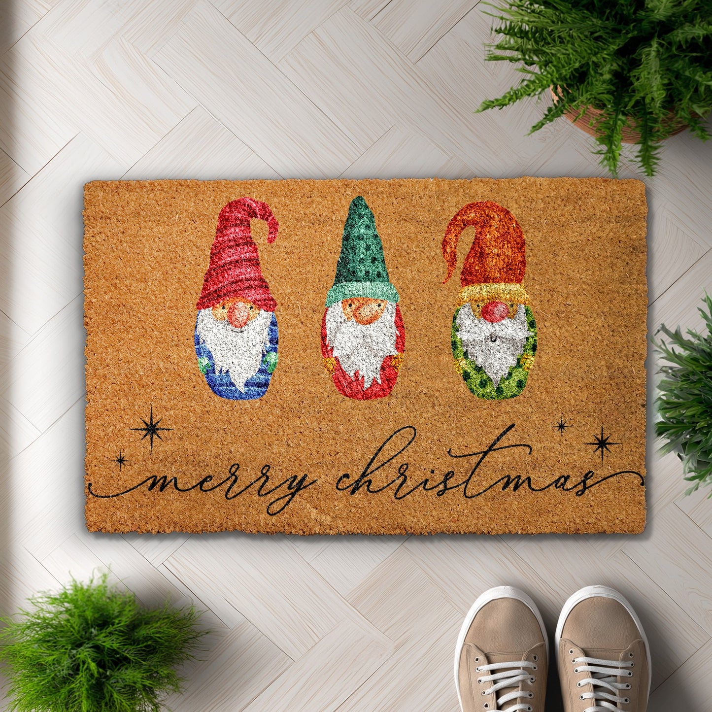 Festive Gnome Doormat, Cheerful Holiday Welcome Mat for Xmas
